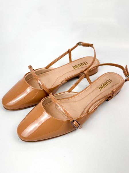 Sapatilha Slingback Maysa Nude Verniz