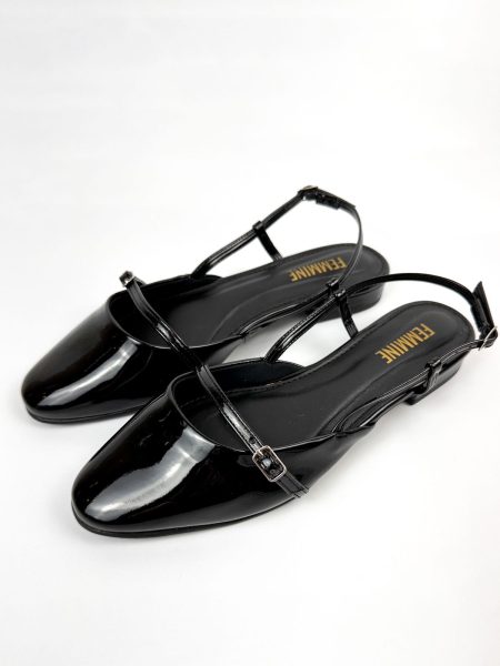 Sapatilha Slingback Maysa Preto Verniz