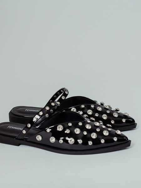 Luana - Mule Feminino Aplicações Preto