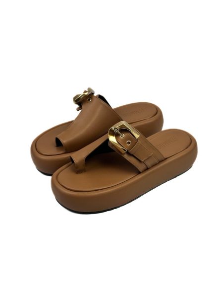 Flatform Sancho Caramelo Fivela Dourada