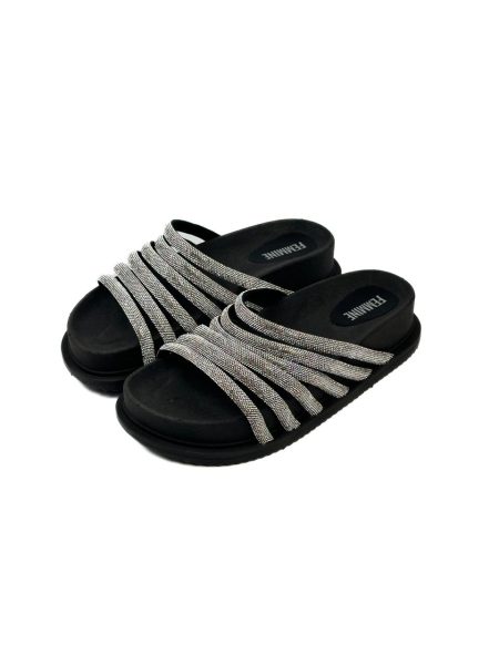 Flatform Birken Feminina Tiras Brilho Arraial Preta