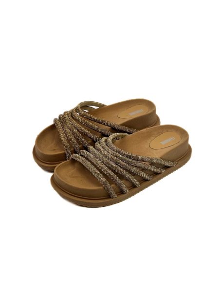 Flatform Birken Feminina Tiras Brilho Arraial Mel