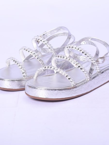 Sandália Flatform Jurerê Metalizada Prata