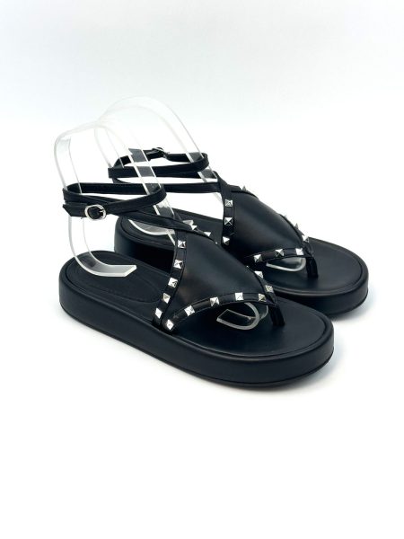 Sandália Flatform Búzios Spikes Preta