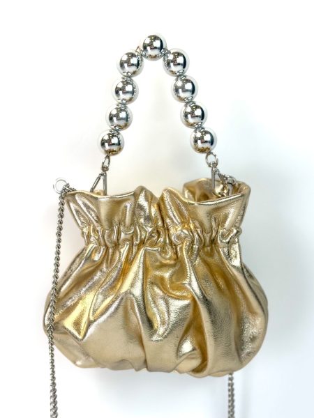 Suri - Bolsa Couro Feminina Saco Tiracolo Dourada