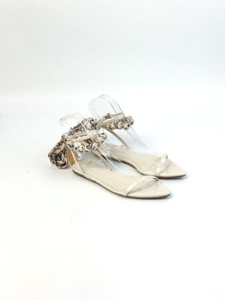 Livia - Sandália Rasteira Paisley Verniz Off White