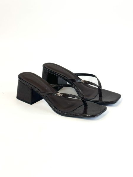 Livia - Tamanco Feminino Flip Flop Salto Bloco Marrom