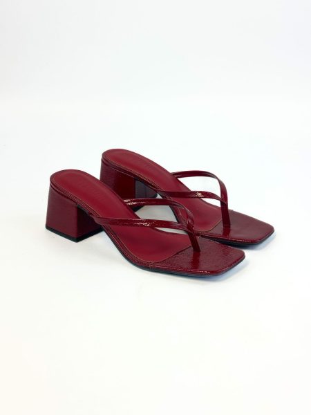 Livia - Tamanco Feminino Flip Flop Salto Bloco Malbec