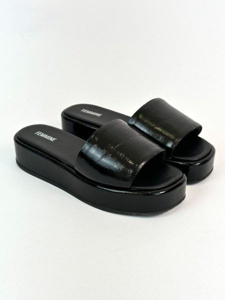 Flore - Flatform Couro Preta