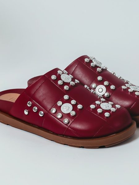 Lu - Clog Feminino Anatômico Moedas Bordô
