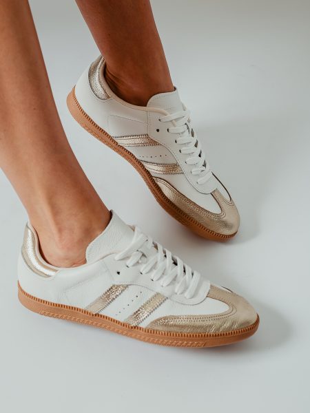 Tênis Couro Insp Samba Nude/Dourado