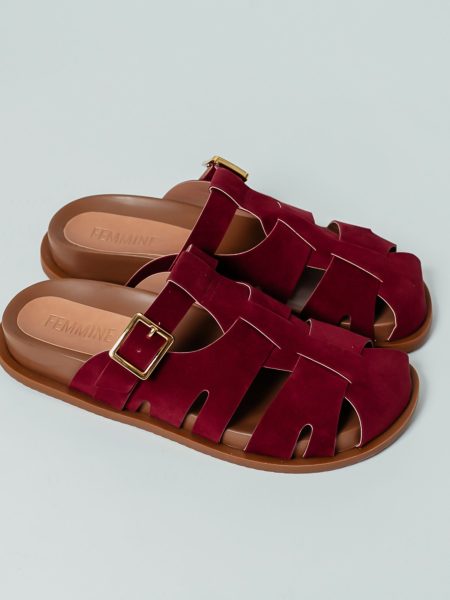 Vic - Clog Feminino Camurça Vazado Bordô