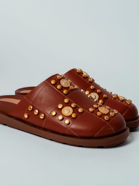 Lu - Clog Feminino Anatômico Moedas Caramelo