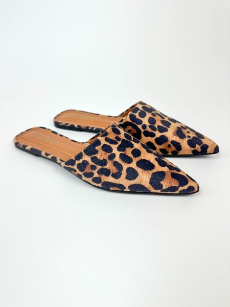 Marina - Mule Feminino Bico Fino Onça