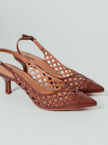 Pillar - Slingback Feminino Salto Fino Marrom