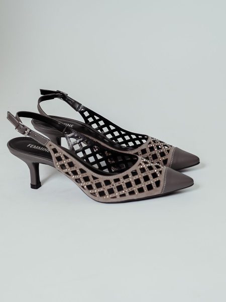 Pillar - Slingback Feminino Salto Fino Cinza