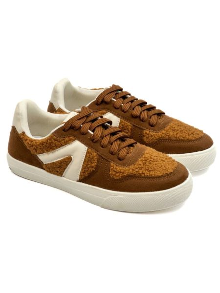 Nanda - Tênis Casual Cabedal Tedy Marrom