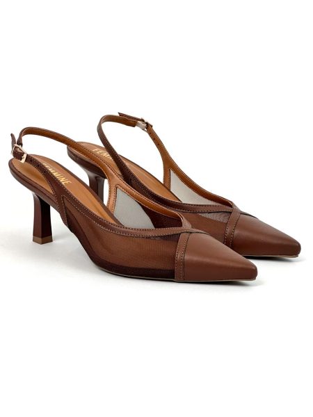 Pati - Scarpin Feminino Tela Marrom
