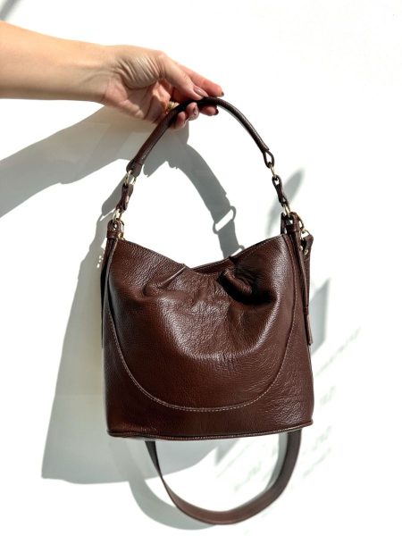 Kelly - Bag Saco Couro Marrom Escuro
