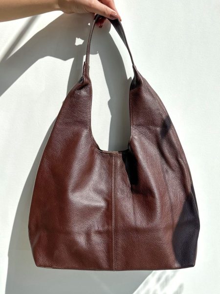 Poli - Bag Saco Couro Marrom Escuro