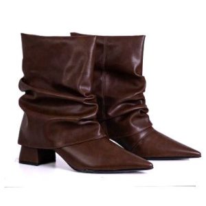 Larissa - Bota Feminina Cano Baixo Slouch Marrom