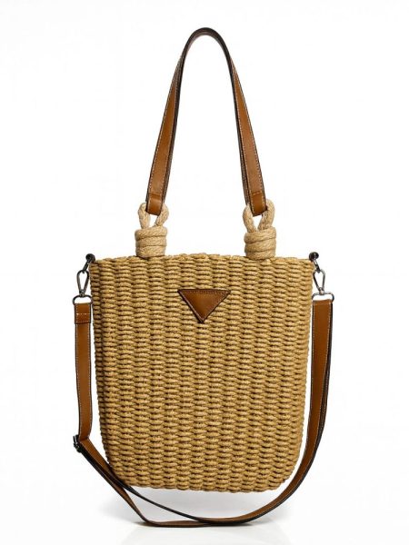 Bolsa Palha Feminina Estruturada Estilo Prada com Alça Curta e Longa Resort 26
