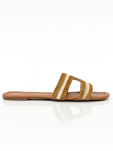 Flat Feminina Artesanal Trama Bicolor Caramelo Tropez