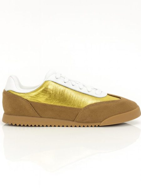 Cortez - Tênis Couro Dourado e Caramelo
