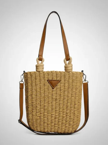 Bolsa Palha Feminina Estruturada Estilo Prada com Alça Curta e Longa Resort 26