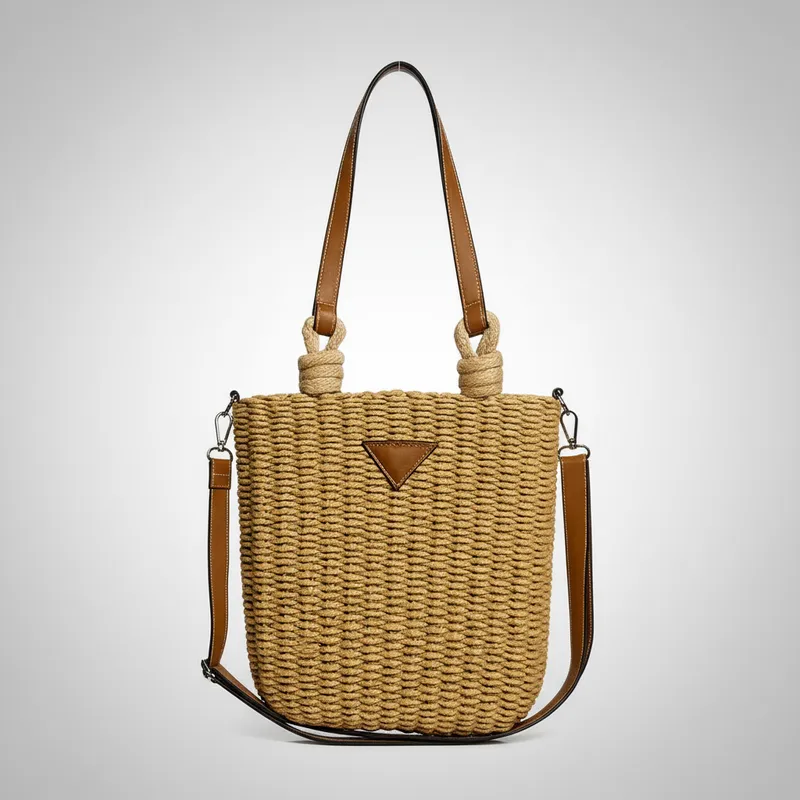 bolsa palha femmine verão escura