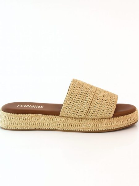 Sandália Feminina Flatform Palha Natural Conforto Verão