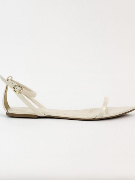 Livia - Sandália Rasteira Paisley Verniz Off White