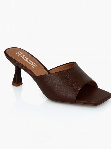 Sandália Mule Feminina Couro Original Salto Kitten Heels