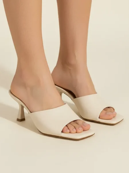 Sandália Mule Feminina Couro Original Salto Kitten Heels