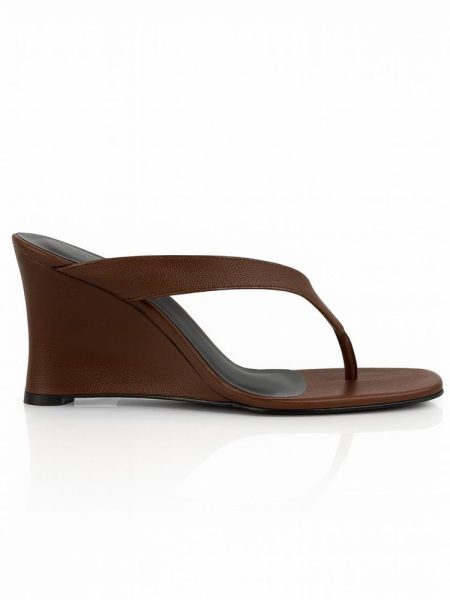 Sandália Wedge Femmine Couro Legítimo Marrom Misa
