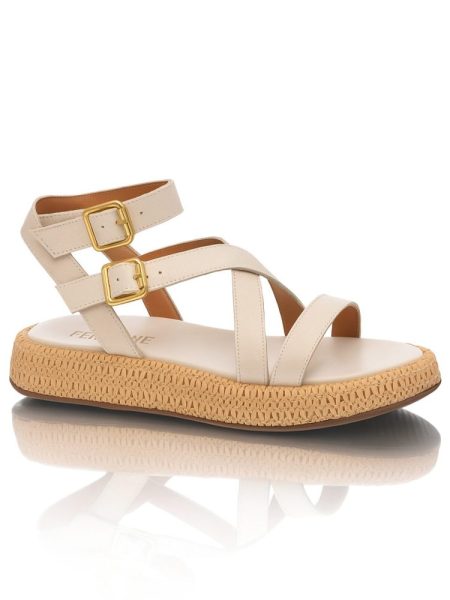 Sandália feminina Couro com Ráfia Jade