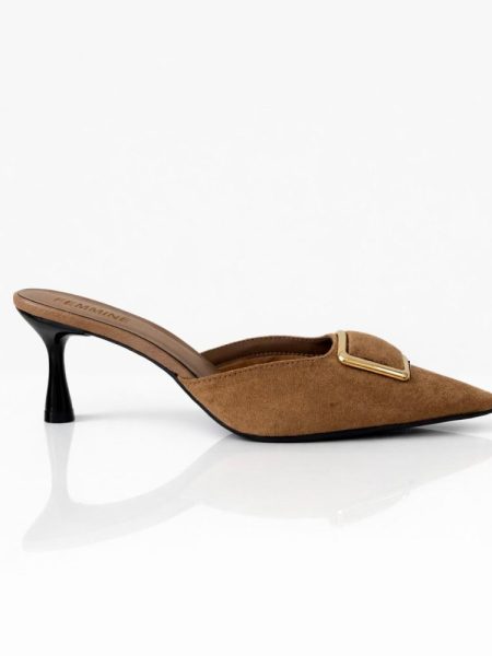 Mule Mango bico fino suede salto baixo