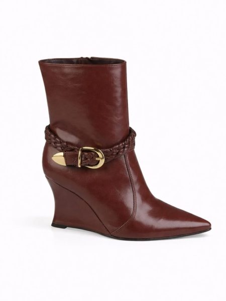 Bota Salto Wedge Fivela Cano Curto Roberta