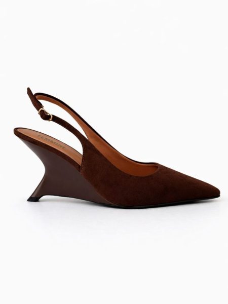 Slingback Feminino Salto Anabela Uana Marrom