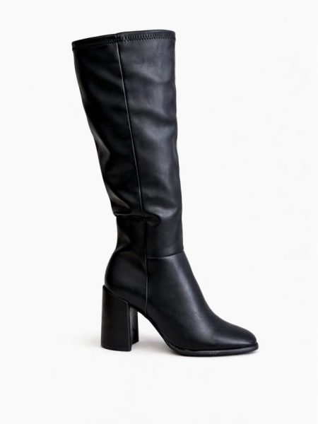 Bota Feminina Cano Longo Salto Bloco Lorena Preta