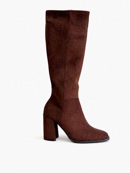 Bota Feminina Cano Longo Salto Bloco Lorena Marrom