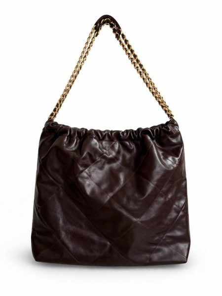 Bolsa saco hobo insp Chanel 22 couro original Marrom