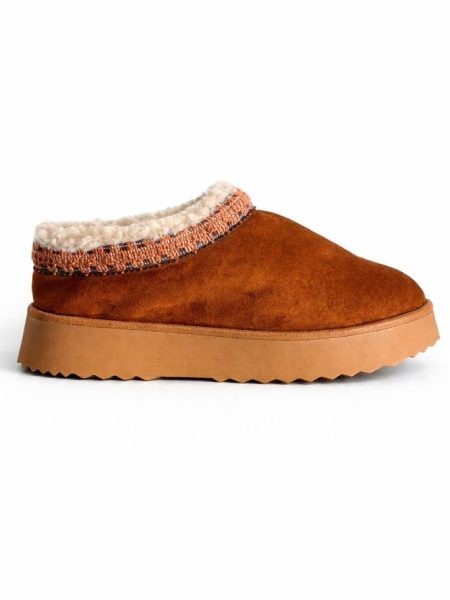 Clog Feminino Flatform Suede Flow Caramelo