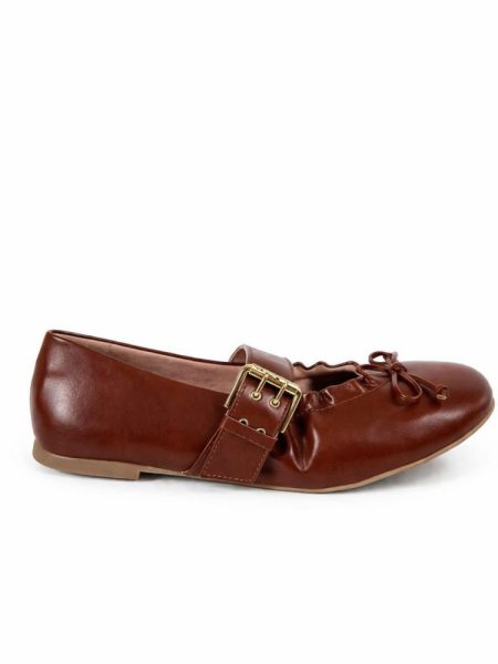 SAPATILHA FEMININA BAILARINA FIVELA KIMBERLY CARAMELO