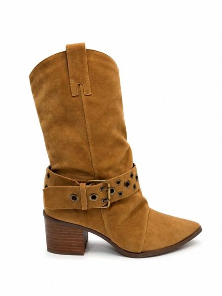 BOTA FEMININA CANO MÉDIO SLOUCH ZOE CARAMELO