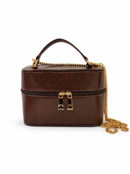 Bolsa Baú Couro Original Kim Marrom