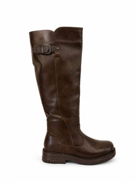 Bota Cano Longo Feminina Edna Marrom