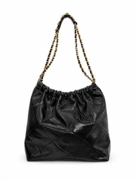 Bolsa saco hobo insp Chanel 22 couro original Preta