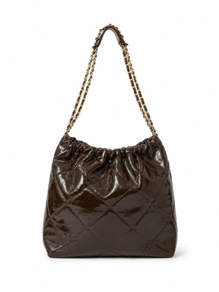 Bolsa saco hobo insp Chanel 22 couro original Marrom