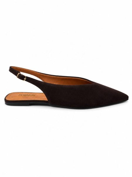 Sapatilha Slingback Feminina Suede Noemi Marrom